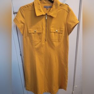 Sharagano Yellow Collared Mini Dress
